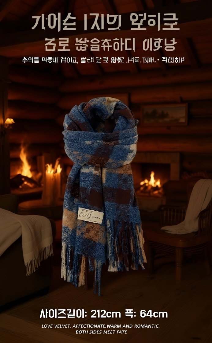 부드러운 소재의 니트 머플러 디테일