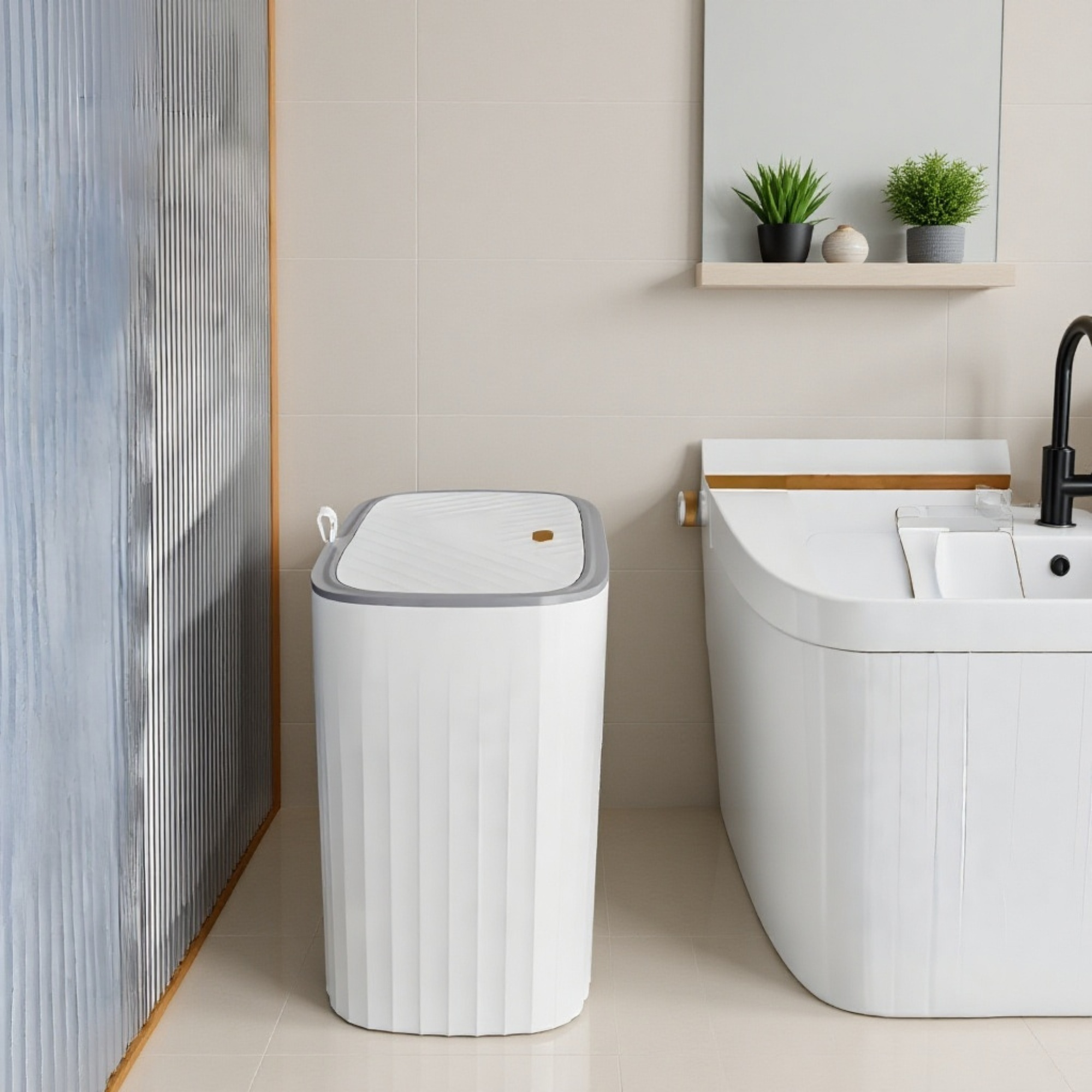 ひび割れたゴミ箱 家庭用高価値ゴミ箱 浴室トイレ 大容量ゴミ箱 カバー付き キッチン リビングルーム ゴミ箱 軽量 高級スタイル ゴミ箱