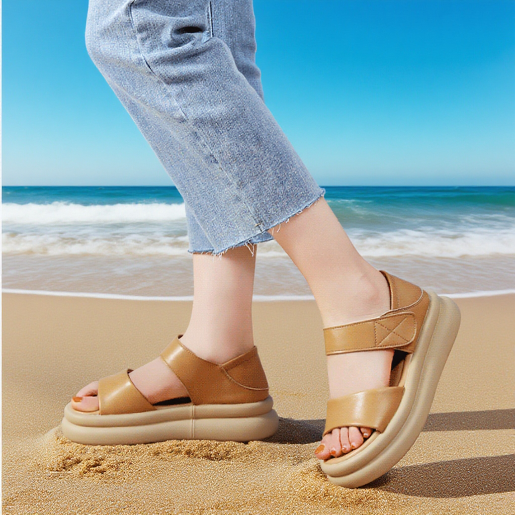 여름 로마 스타일 통굽 샌들 소프트 바닥 패션 비치화