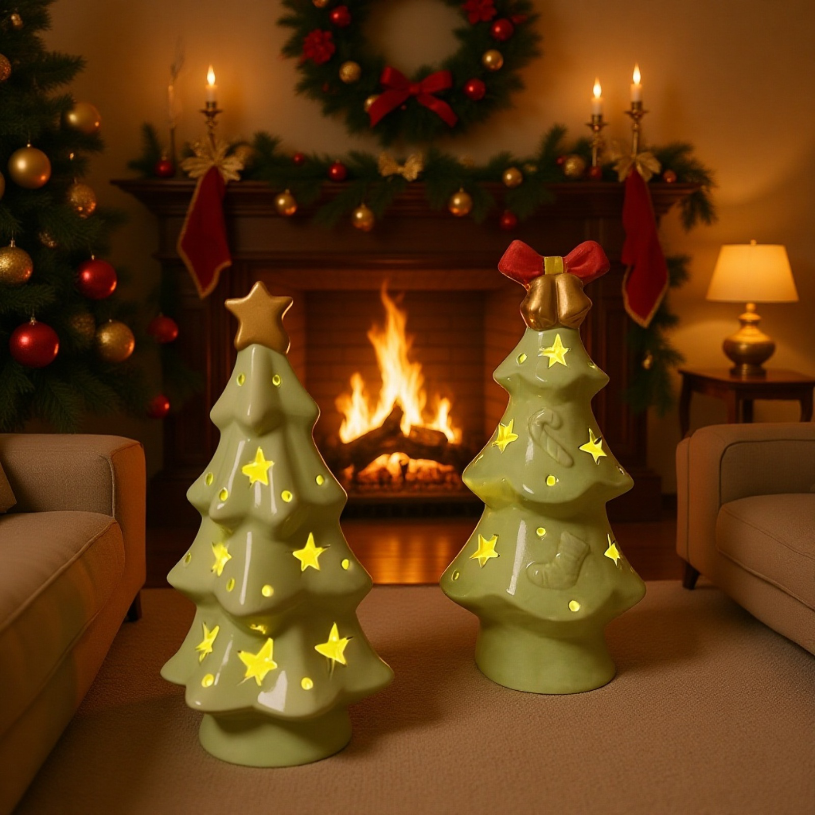 シンプル北欧風光るクリスマスツリー 小型装飾用