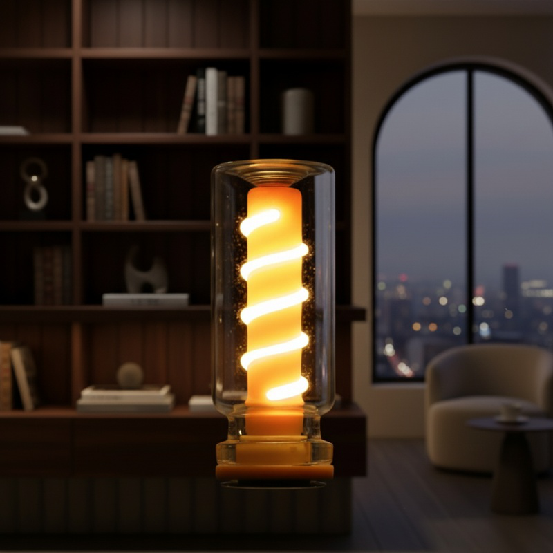 Creative USB-powered night light on a bedside table