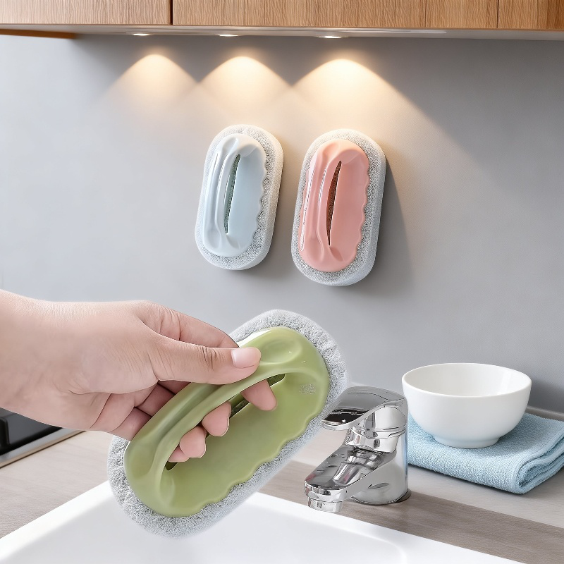 Kitchen & Bathroom Dual-purpose Cleaning Brush with Sponge