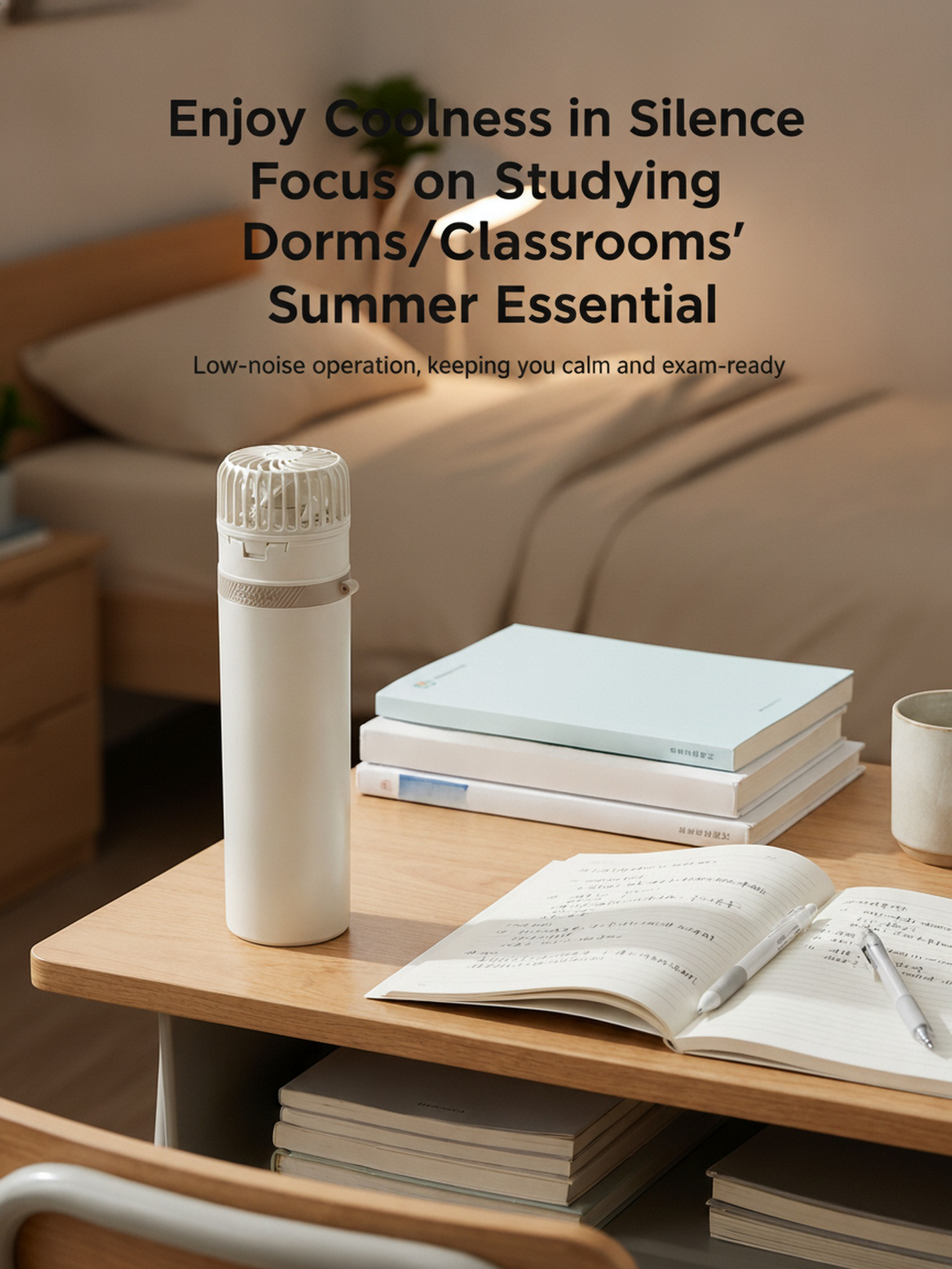 Compact cooling fan with ice cup for summer adventures