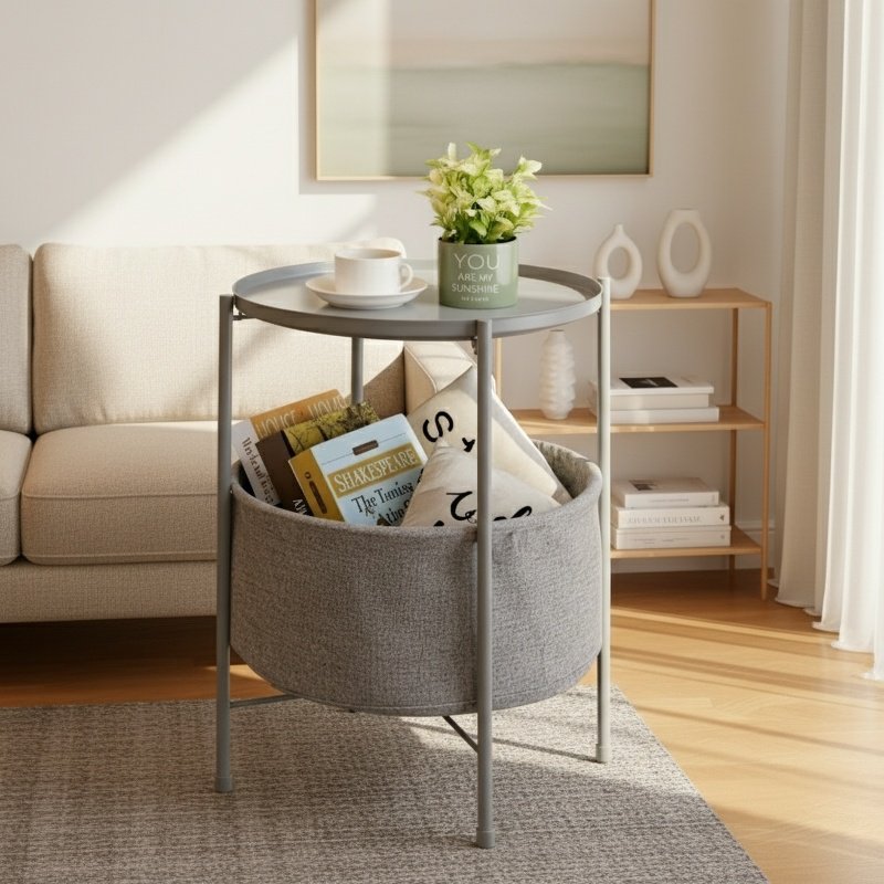 Modern Simple Iron Round Table in living room setting