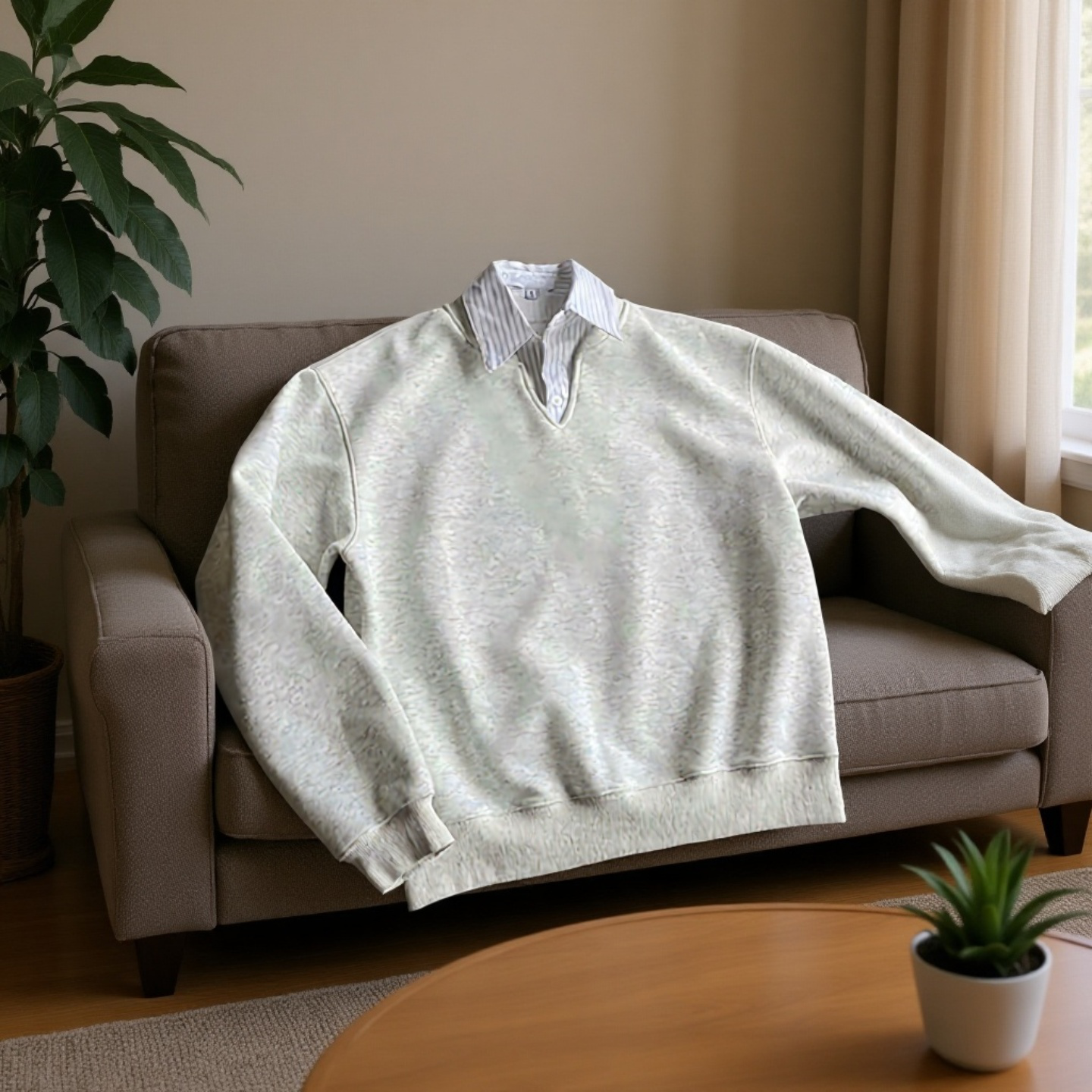 黑色假两件衬衫领卫衣男秋冬cleanfit高级感学院风长袖polo衫上衣