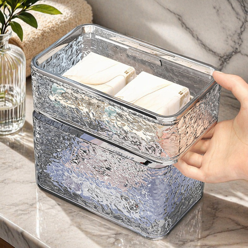Caja de pañuelos fácil de instalar en la pared del baño