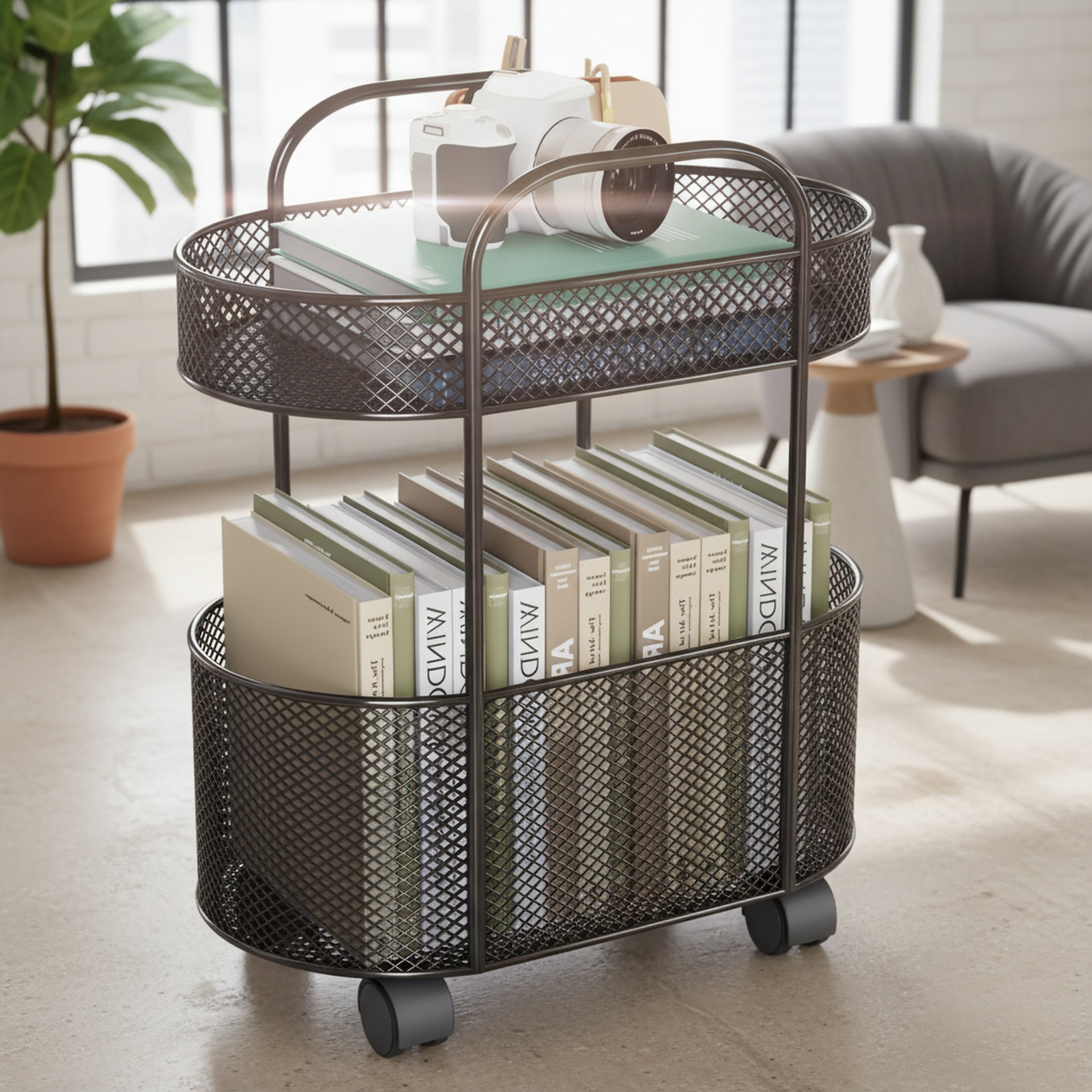 Étagère de rangement pour enfants avec roulettes