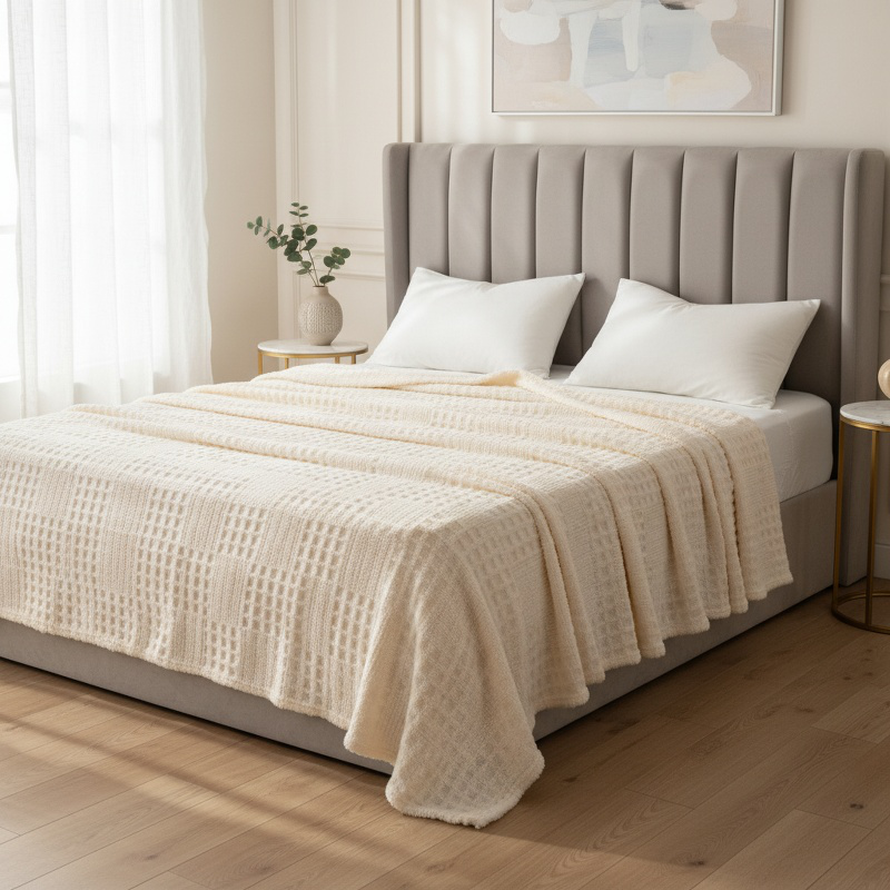 Warm Thickened Knitted Plush Padded Blanket Cover