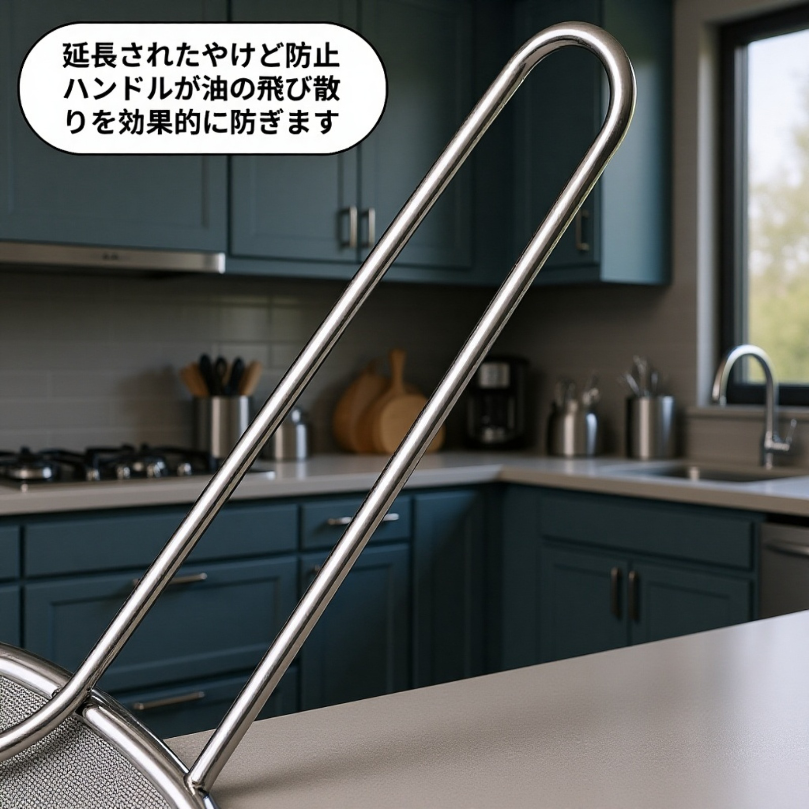 ステンレス製油はね防止ポットカバー 丸型 ハンドル付き