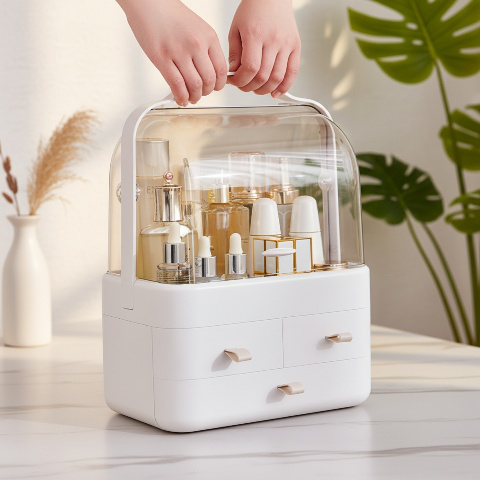 Dustproof Large Capacity Desktop Cosmetic Organizer Multi-functional Lipstick Skincare Storage Box