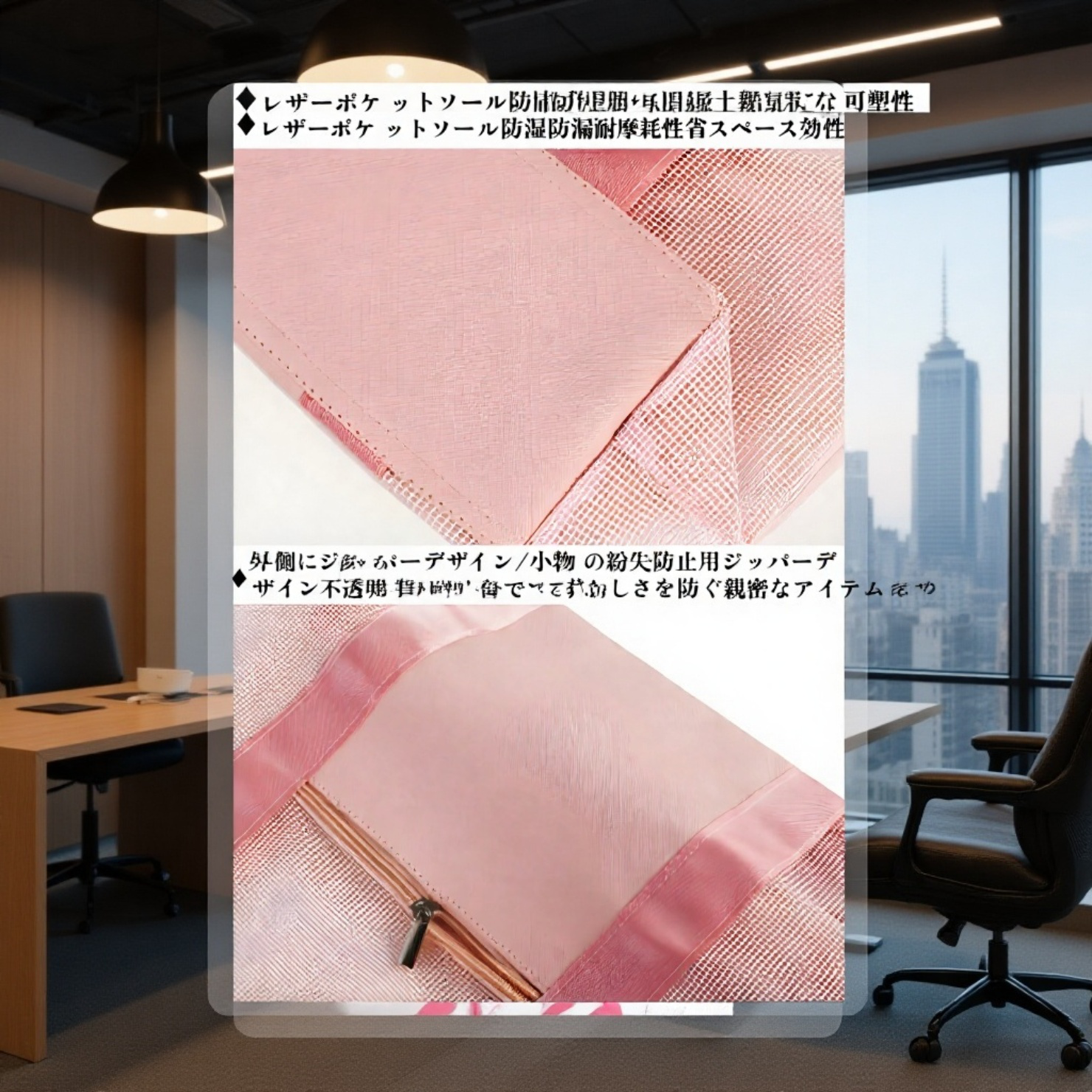 PVCグリッドショルダー収納バッグのデザイン詳細