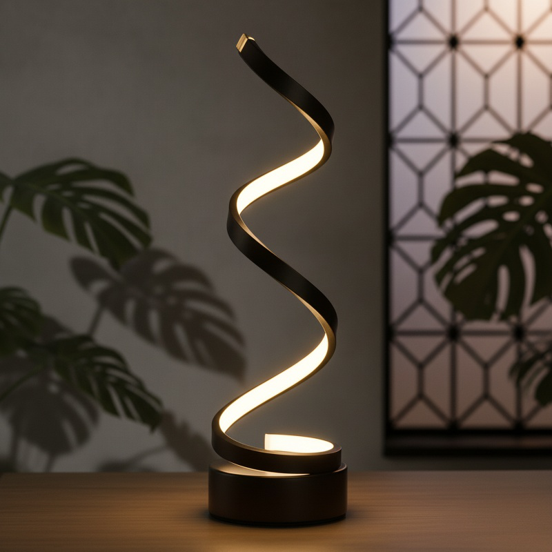 Adjustable LED table lamp with USB power on modern office desk