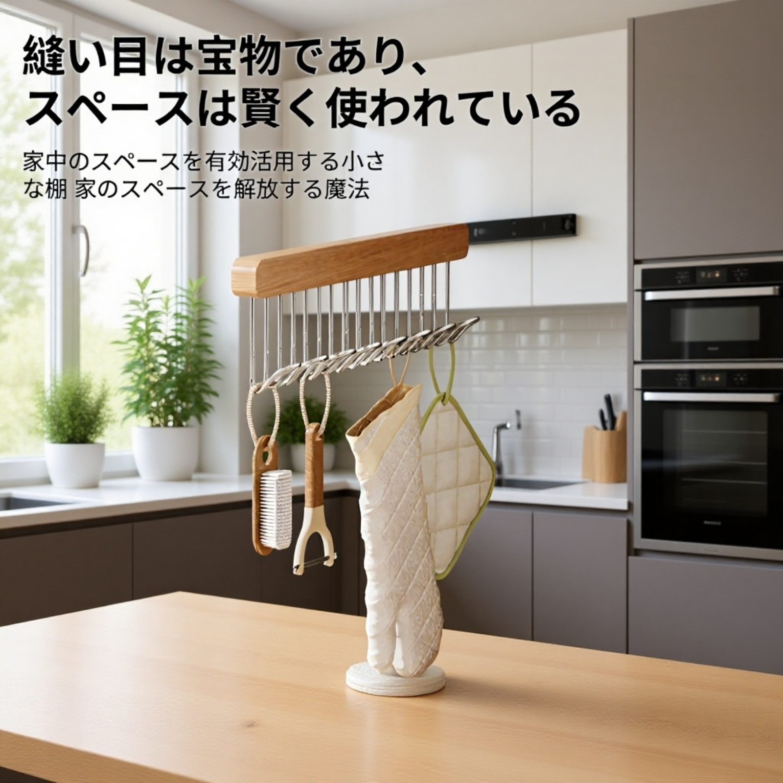 多機能波型ハンガー引き出し式木製ラック