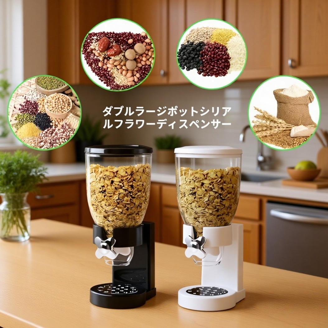 ダブルヘッド縦型プラスチックシリアルディスペンサー 穀物分配器 食品容器