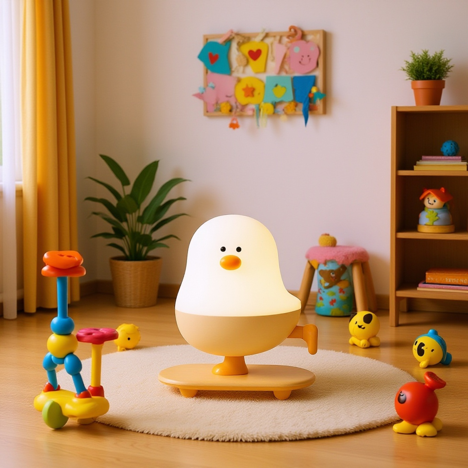 小さな鶏の創造的な夜の光、かわいい夜の光、鶏の夜の光、漫画の夜の光、動物の夜の光、スケートボードの夜の光