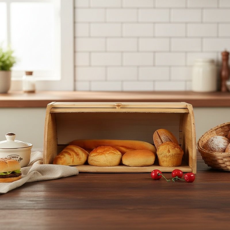 Japanese Style Multi-Layer Bamboo Bread Box Kitchen Wooden Portable Bread Storage Box