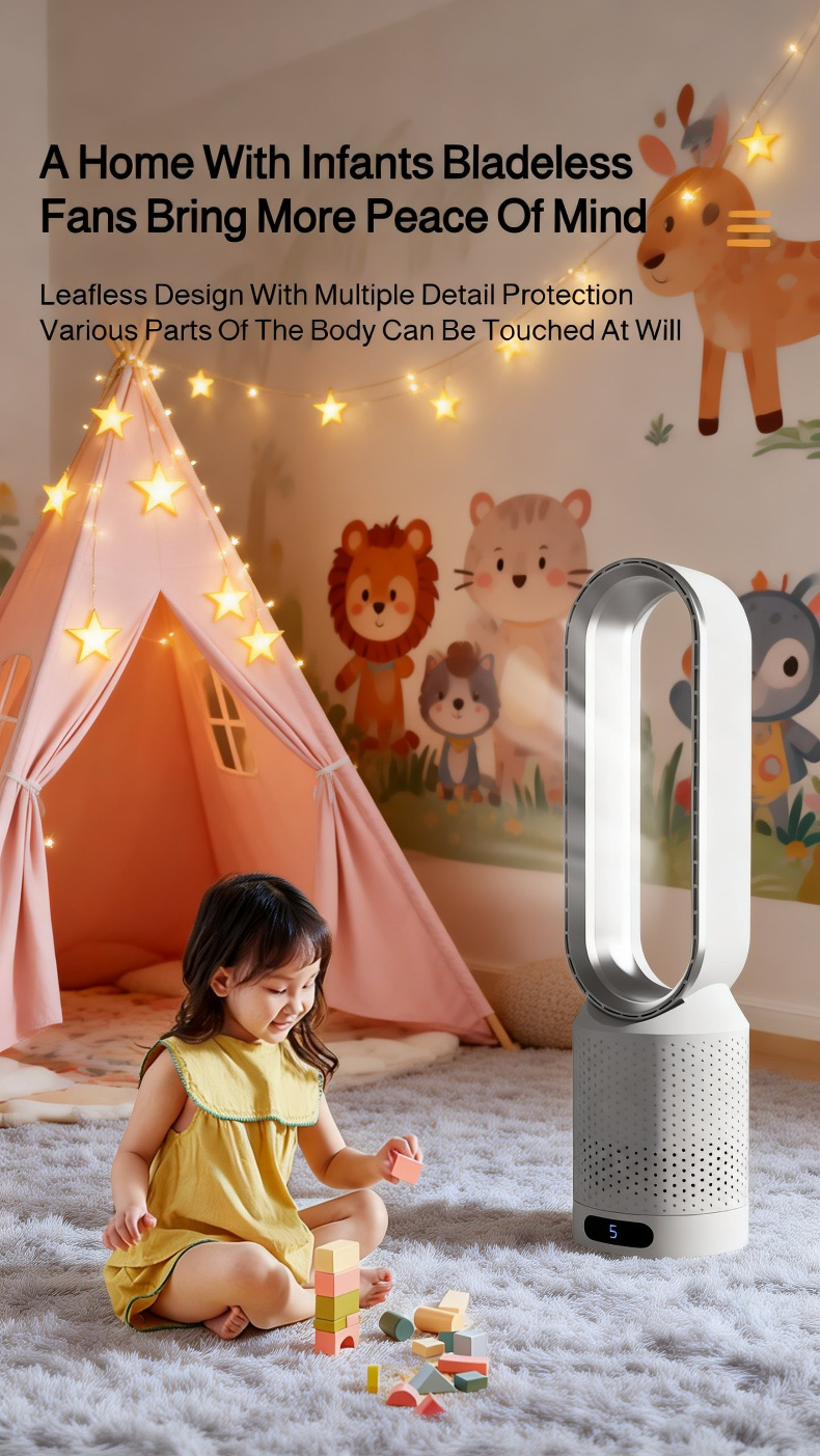 Dual-function bladeless fan with air conditioner feature