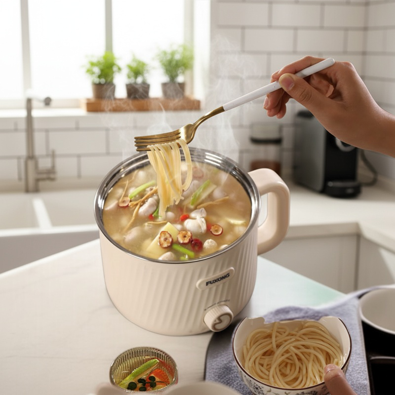 Mini hot pot électrique avec poignées résistantes à la chaleur