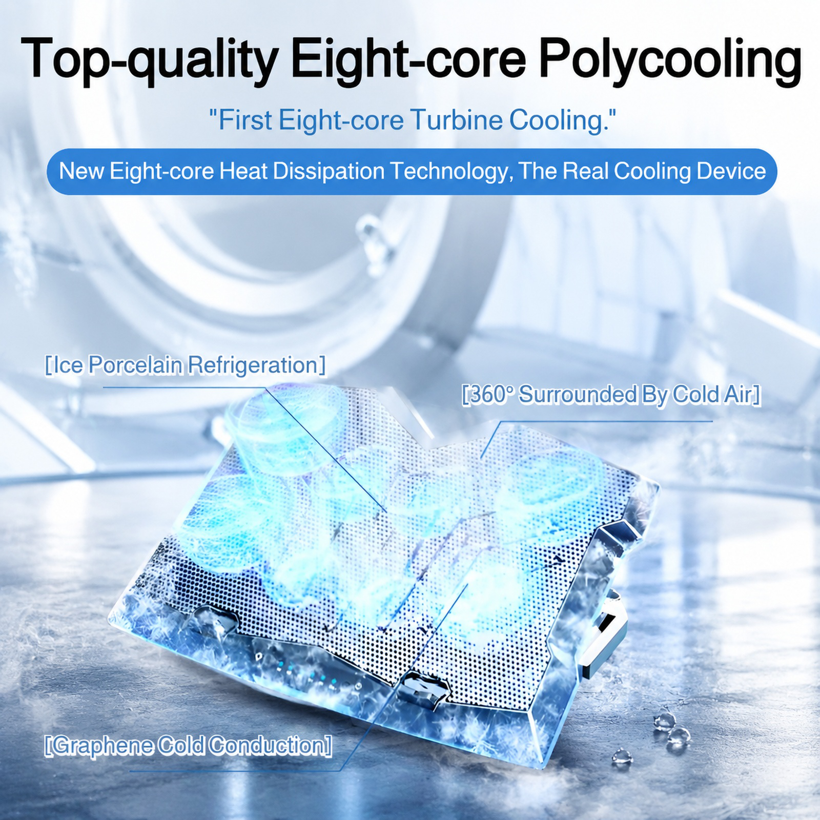 Silent Laptop Cooling Stand with Cooling Base front view