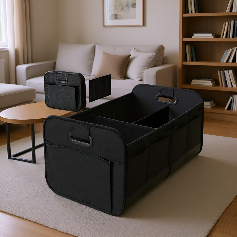 Caja organizadora plegable de tela Oxford para coche, gran capacidad con compartimentos múltiples