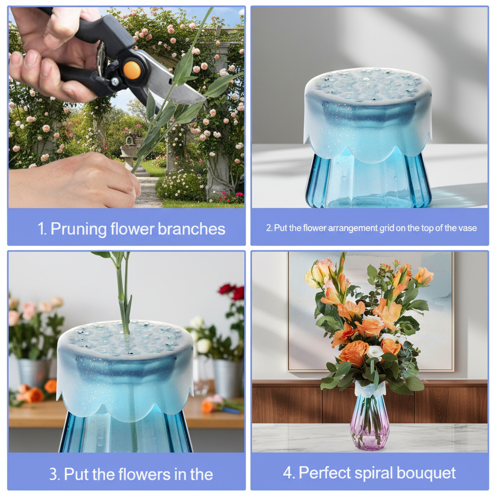Silicone flower bouquet holder, spiral holder, flower stem support, flower vase