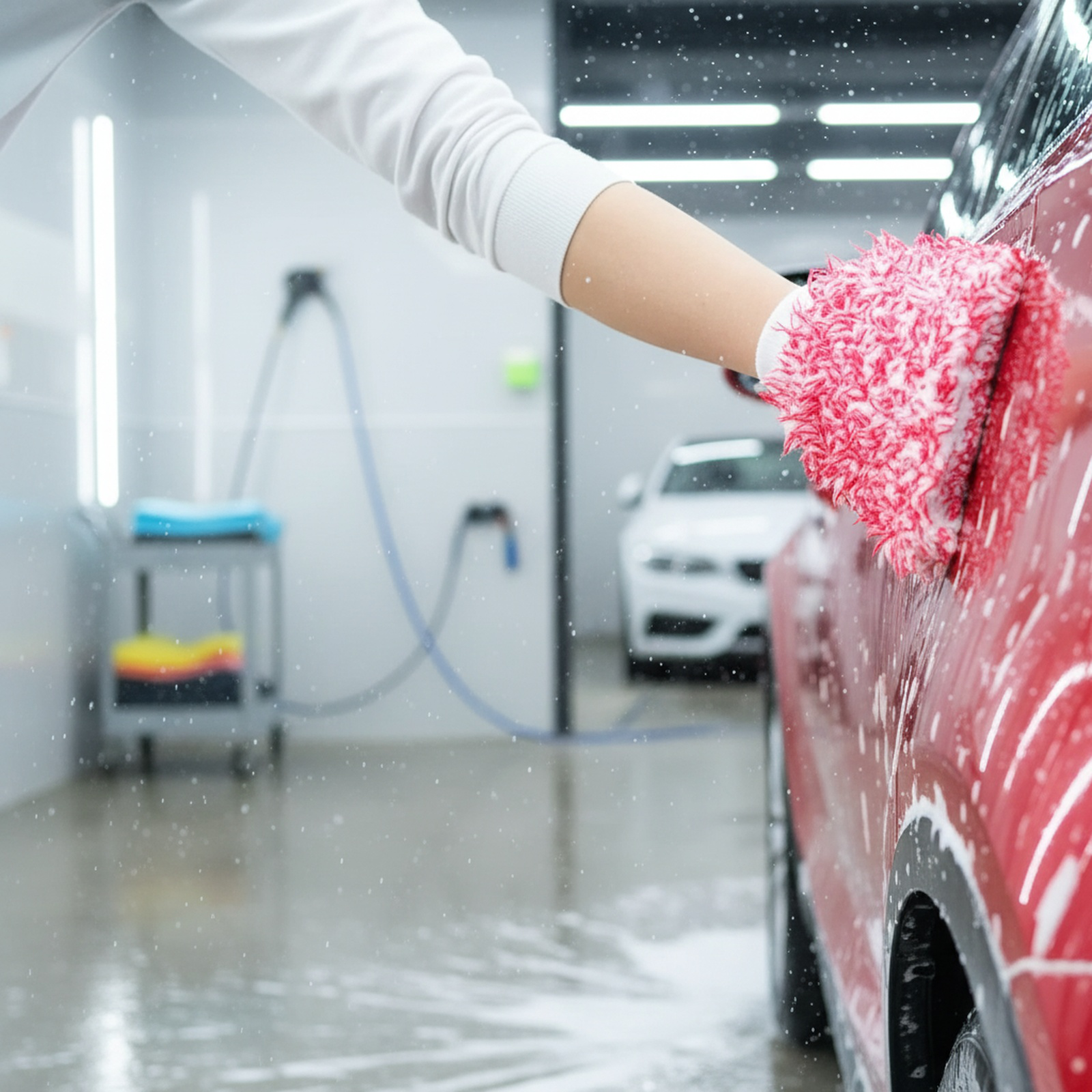 Scratch-free coral fleece car cleaning glove
