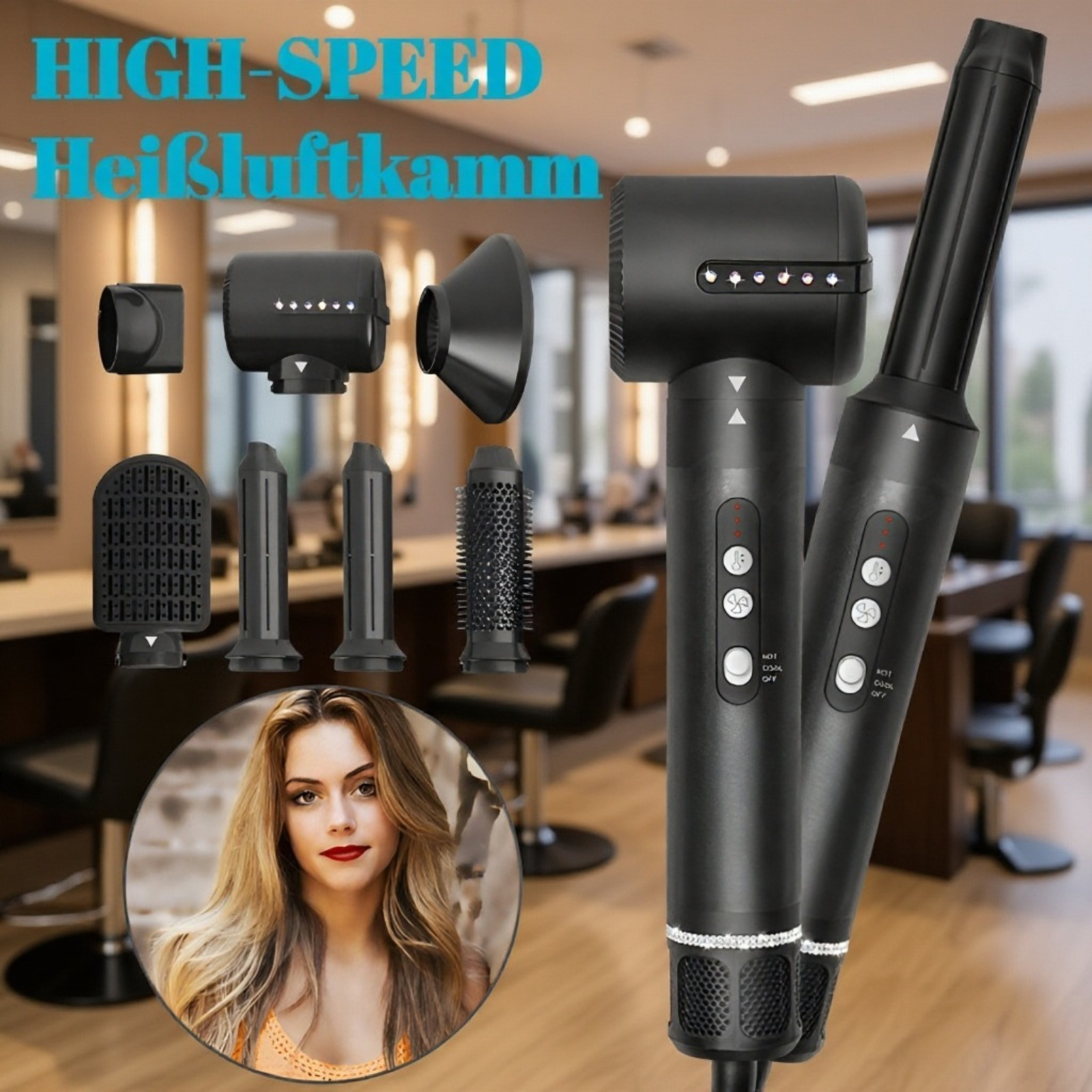 7-in-1 Multifunktionaler Hochgeschwindigkeits-Haartrockner-Stylingkamm