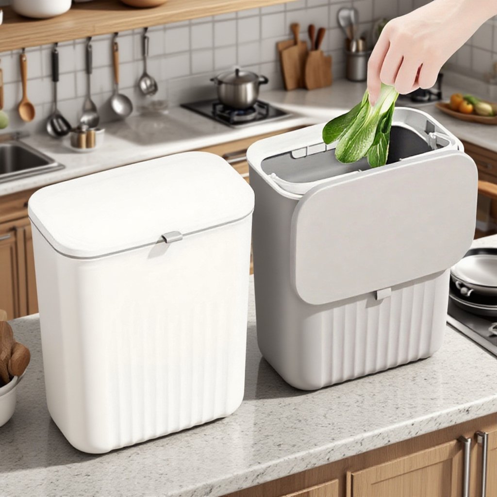 뚜껑이 있는 가정용 벽면 수납통