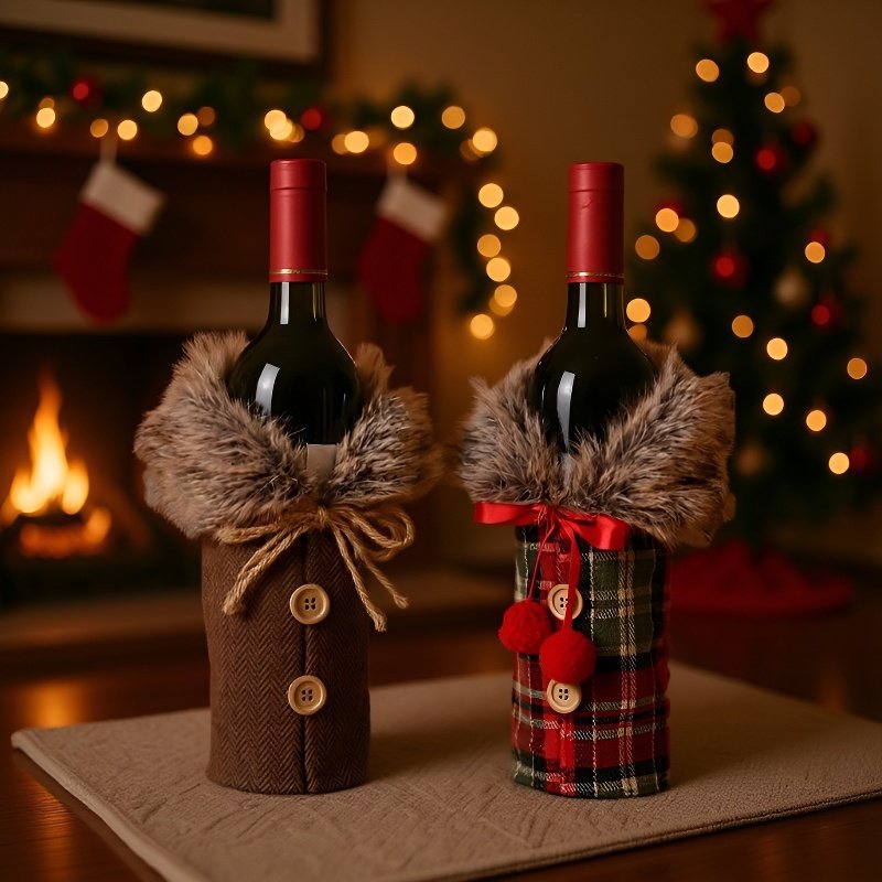 عيد الميلاد زخرفة زجاجة النبيذ الأحمر مجموعة