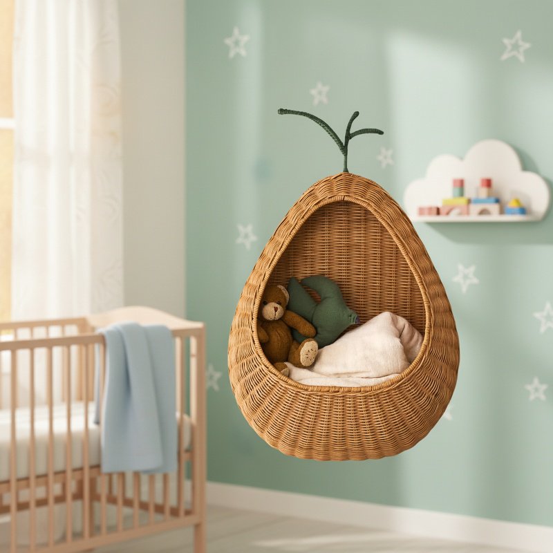 Nordic style rattan wall-mounted key storage basket home B&B decoration toy sundries storage basket 