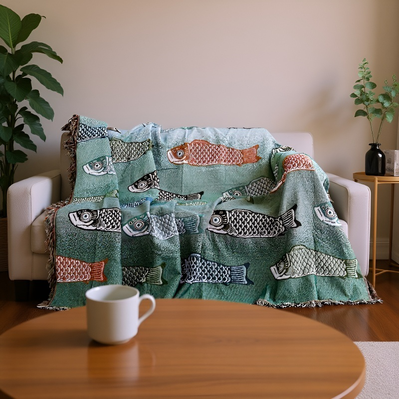 소파타올 비단잉어 풀커버 카펫 방진 장식 소파카펫 패턴 식탁보 소파타올 소파카펫 비단잉어 카펫