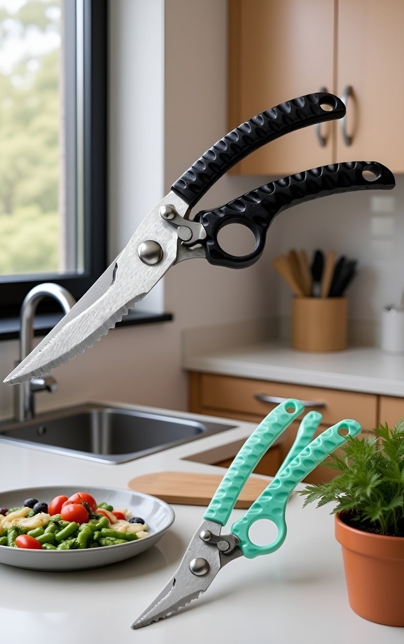 닭 요리 준비를 위한 가위 사용