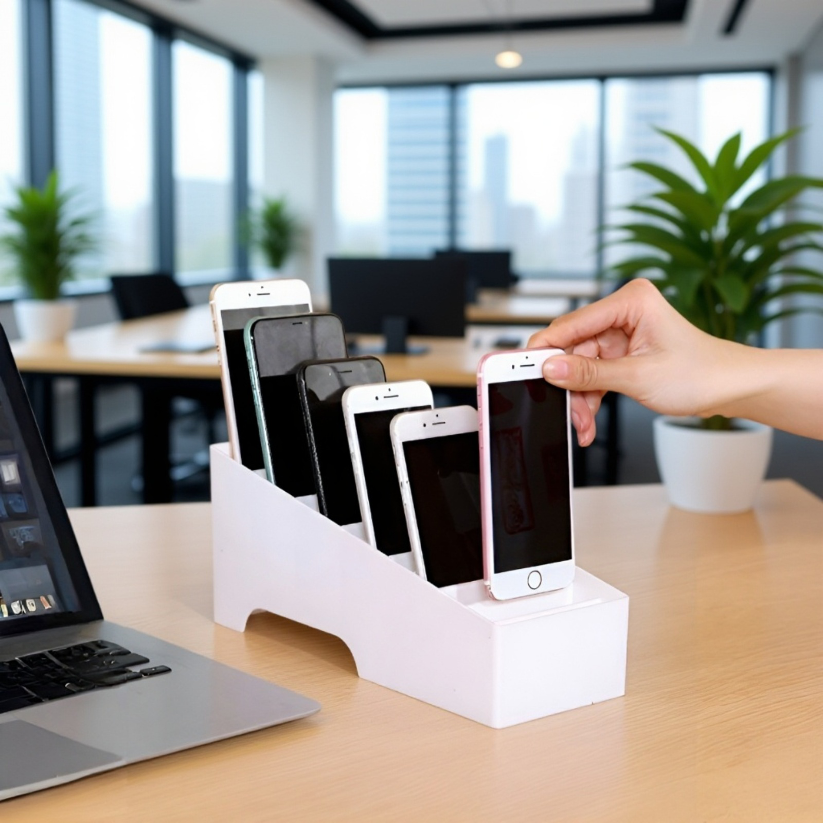 マルチコンパートメント携帯電話収納ボックス、オフィス会議収納ラック、強化ガラススクリーンプロテクター、電話カード収納ボックス
