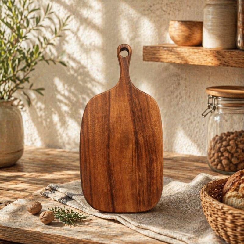 Vielseitiges Holzbrett für Brot, Obst und Pizza