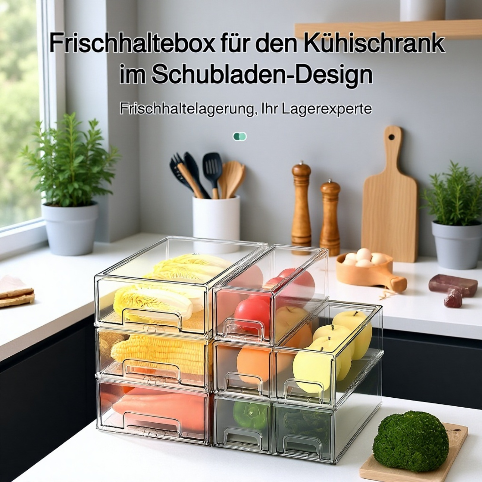 Transparente Aufbewahrungsbox für Gemüse im Kühlschrank