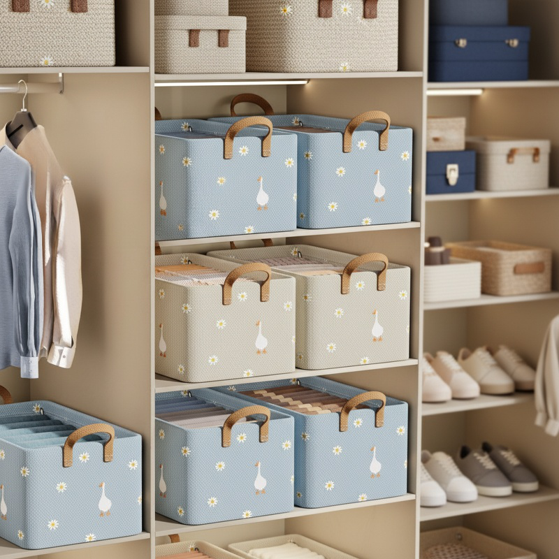 Home Foldable Wardrobe Clothes Storage Basket Organizer