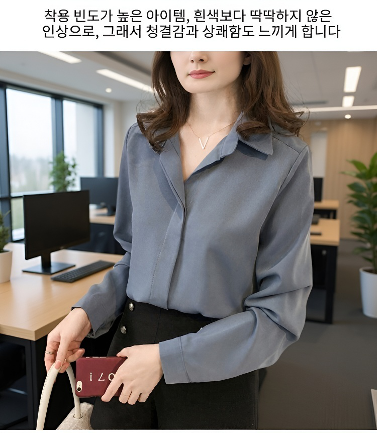 미니멀 스타일의 여성 쉬폰 셔츠