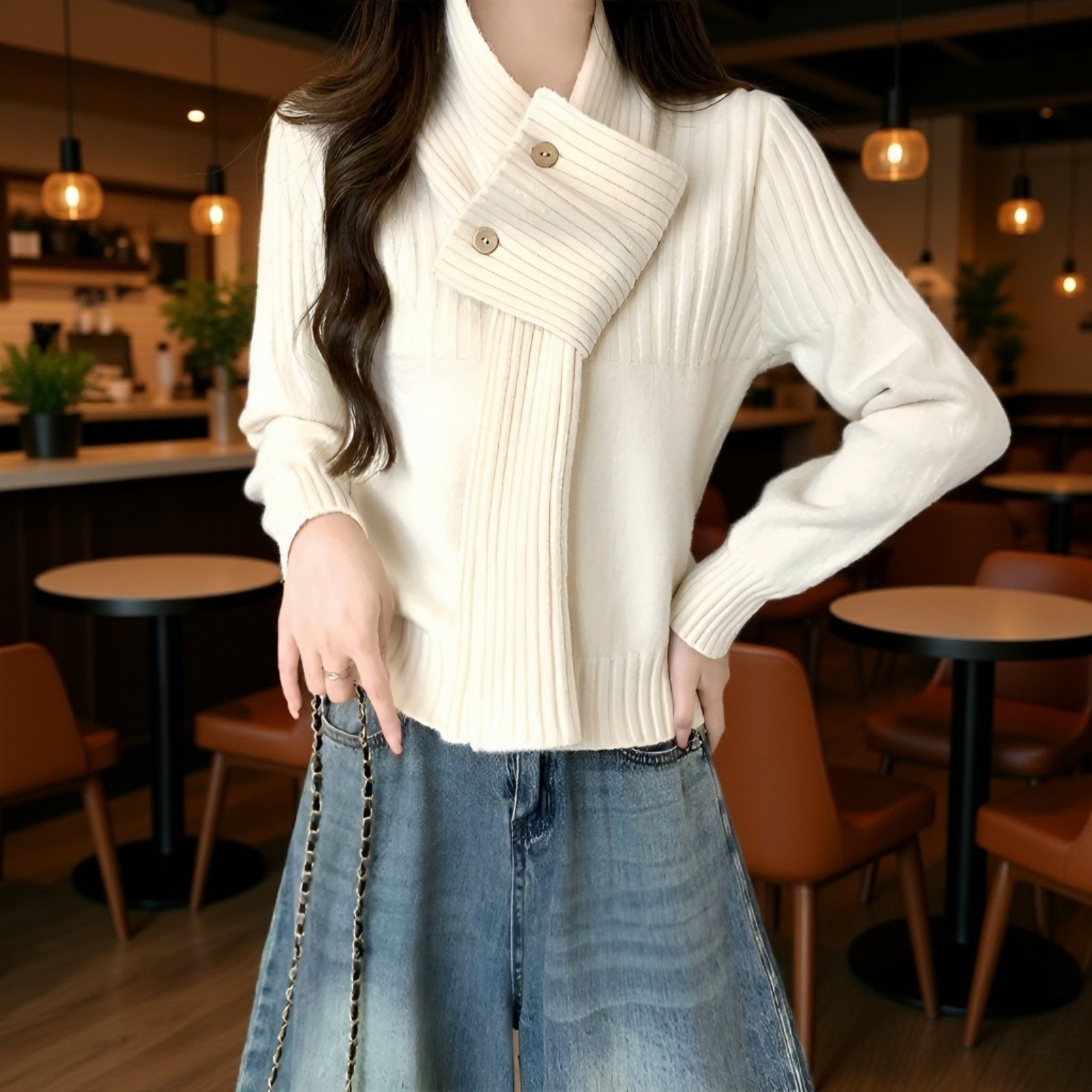 韓国風、エレガントな無地のツーピースセーターセット、レディース、新しい秋冬スタイル、ニットプルオーバーセーター、ファッショナブルで万能なセット。