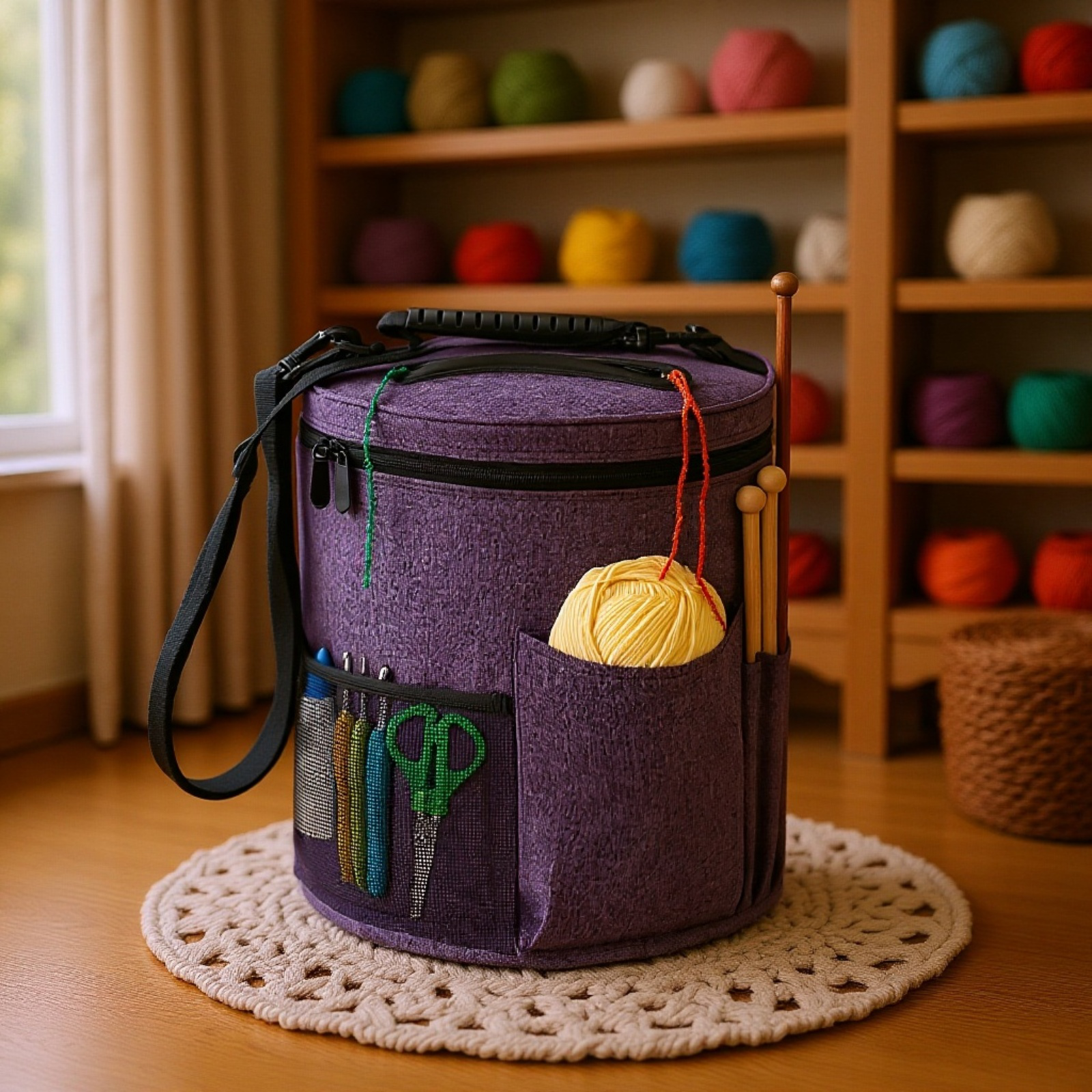 Wool Ball Crochet Storage Bag