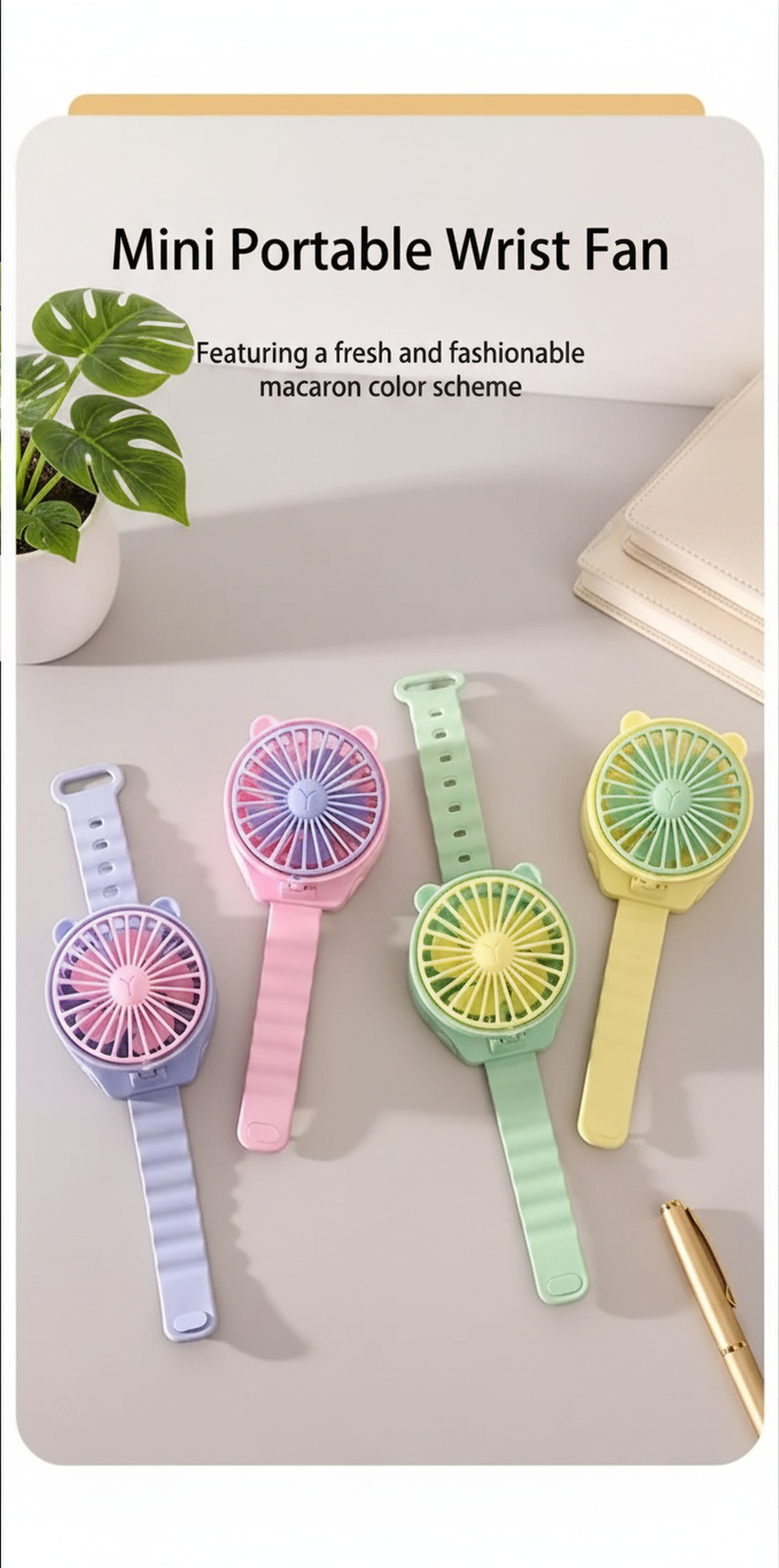 Close-up of the cute cartoon wristwatch fan design