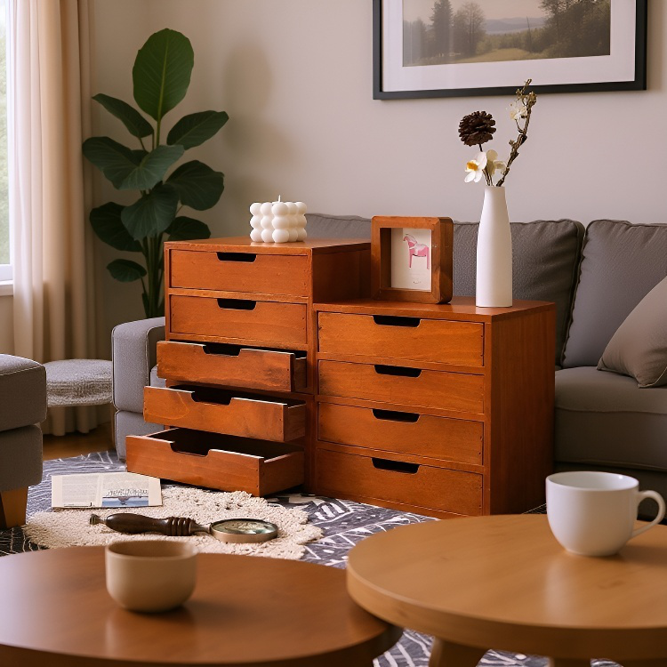 탁상 사물함 다단 수납 서랍형 사물함 잡동사니 수납장 우드 화장품 사물함 사물함 다용도 스몰 키높이 선반