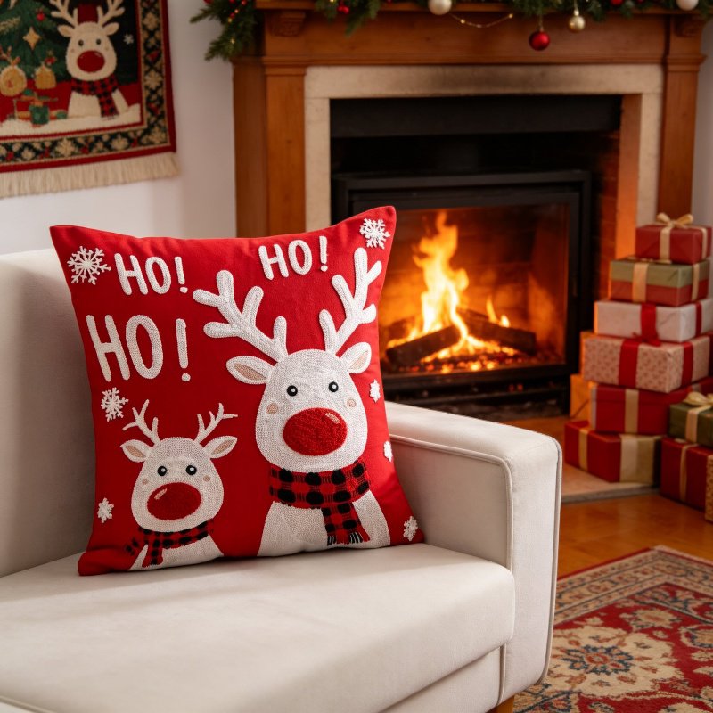 Funda de cojín de lujo para fiestas Decoración temática de Navidad