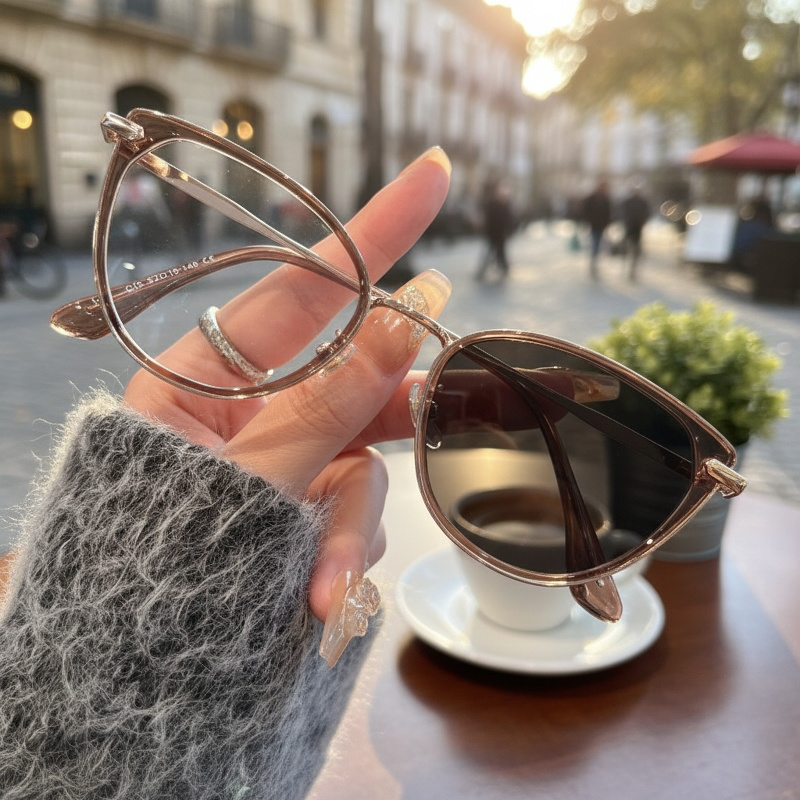 Women's Cat Eye Metal Photochromic Blue Light Blocking Glasses