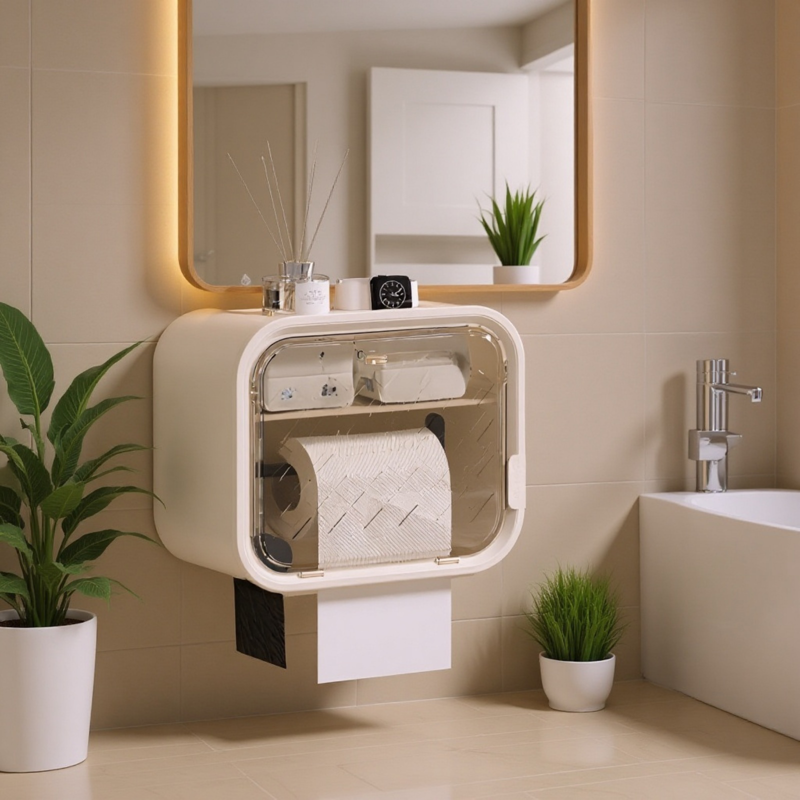 トイレットペーパーボックス、トイレットペーパーボックス、ティッシュホルダー、多機能収納ラック、ペーパーボックス、生理用ナプキン収納ボックス