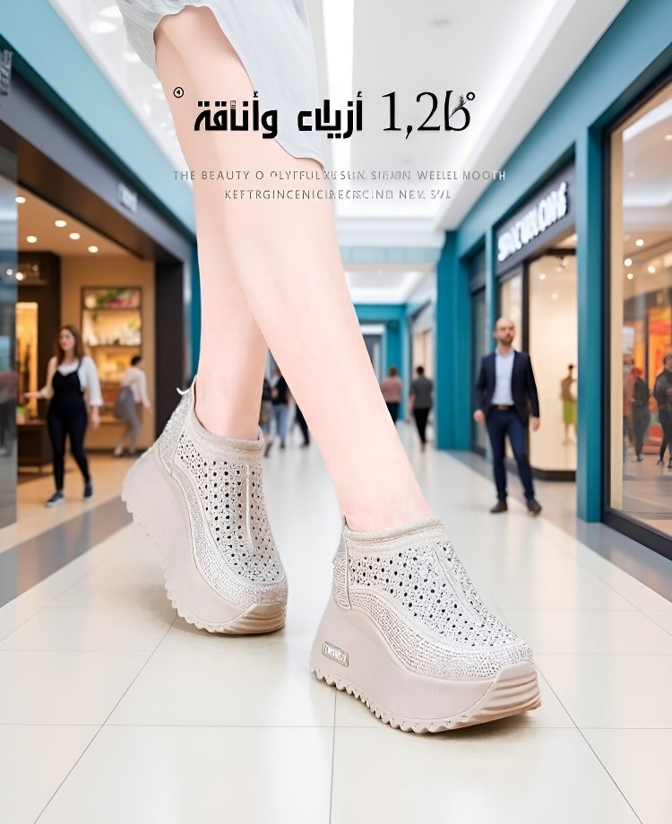 تصميم أنيق لحذاء رياضي نسائي بكعب مرتفع