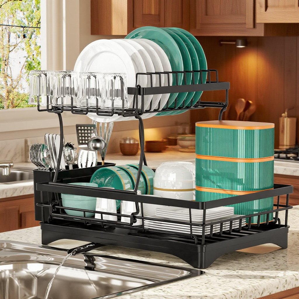 2단 주방 식기 배수대