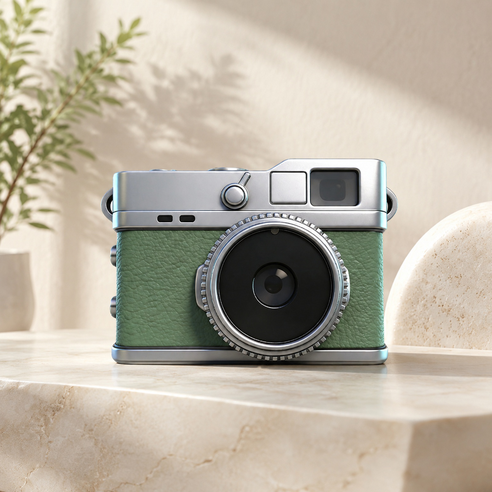 Retro digital camera in user’s hand