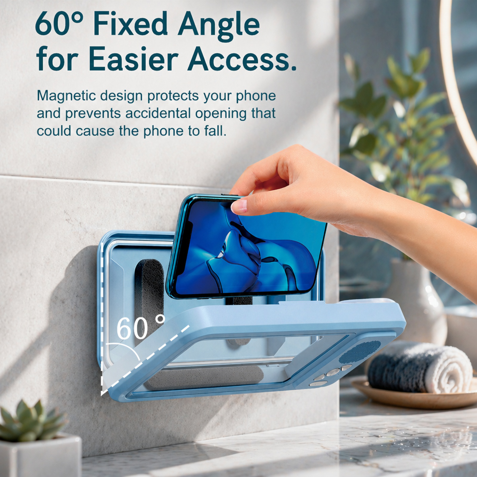 New waterproof touch screen phone holder for bathroom use, perfect for watching videos in the shower
