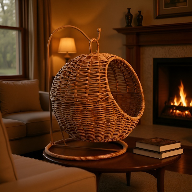 Cesta de frutas de escritorio tejida de imitación de ratán