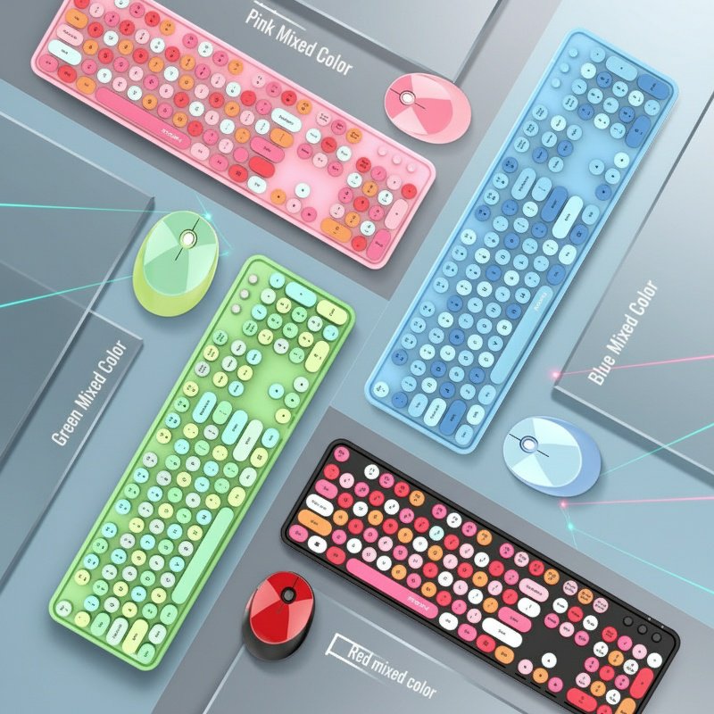 Colorful Lipstick Office Wireless Keyboard and Mouse Set